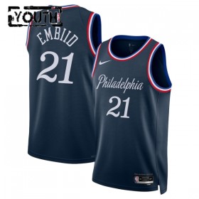 Maillot Enfant Philadelphia 76ers Joel Embiid 2025-26 Nike City Edition Navy Swingman